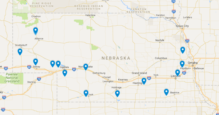 2018 Nebraska winter wheat field day sites