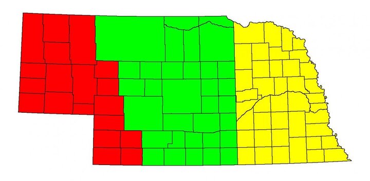 Winter wheat growing regions in Nebraska