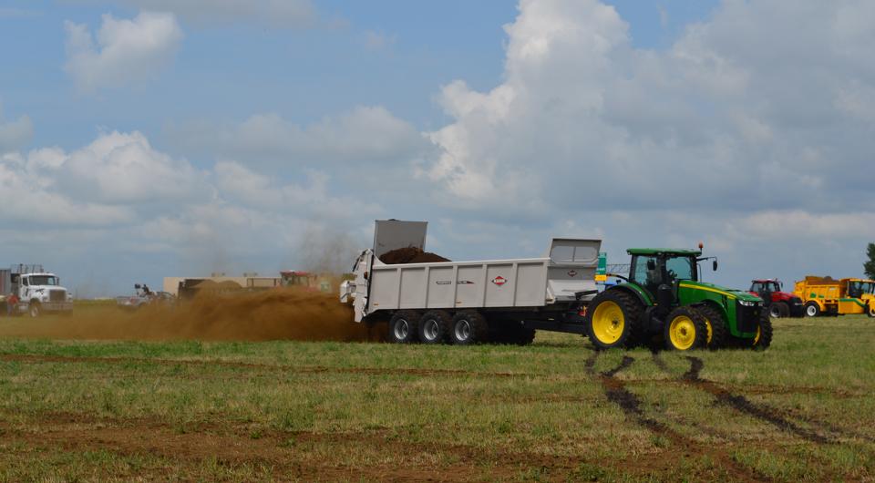Land application of manure with a solid manure spreader (Photo by Robb Meinen, Pennsylvania State University)