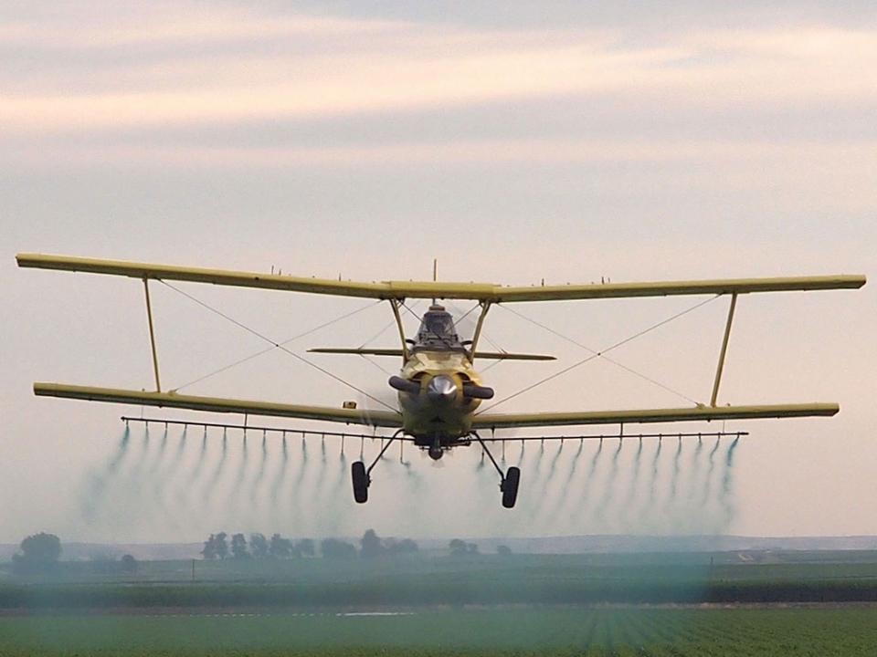 aerial pesticide application from a plane