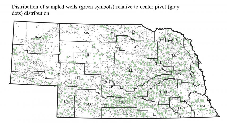 Sampled wells and pivots map