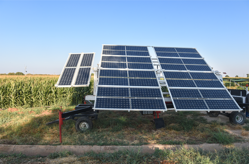 Solar panel irrigation on farm