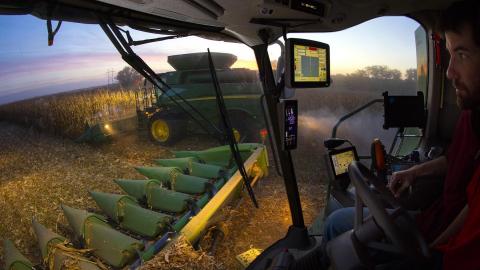 Photo of harvest from a combine's perspective