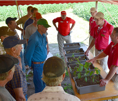 Participants and presenters at the 2015 Nebraska Soybean Management Field Day