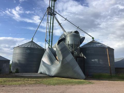 Grain bins damaged by high winds