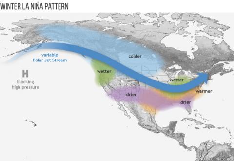 Typical La Nina pattern over North America