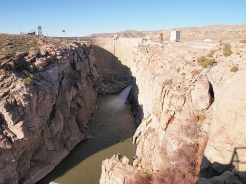 Water flowing at Pathfinder Dam