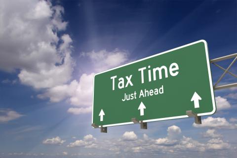 Taxes ahead sign