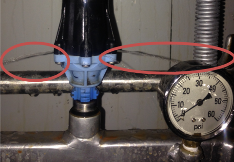 Malfunctioning center pivot pressure regulator