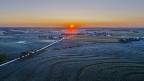 sunset on Nebraska farm