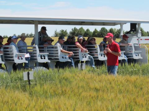 The High Plains Ag Lab near Sidney will be hosting field tours, like the one shown here in 2017, of dryland wheat, field pea, and forage research plots on June 21.