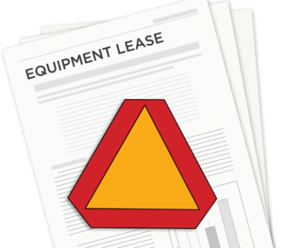 Graphic of a slow-moving sign over an equipment lease