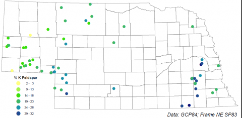 Nebraska NRCS soil survey map of K-feldspar