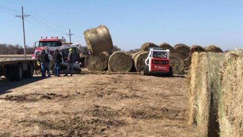 Donated hay bales accumulate at the Eastern Nebraska Research and Extension Center 