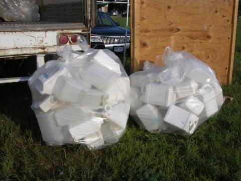 pesticide containers ready for recycling