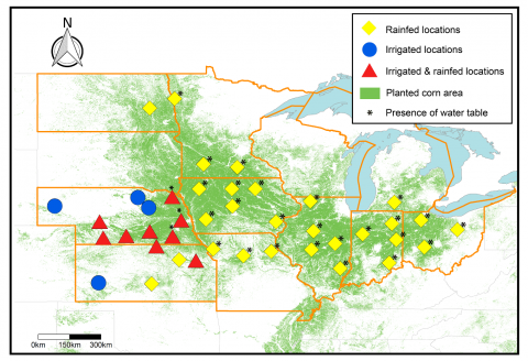 Yield forecast network of sites across the upper midwest