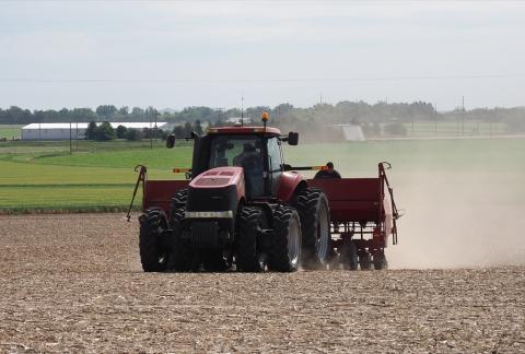 tractor planting pinto beans in Boxe Butte County