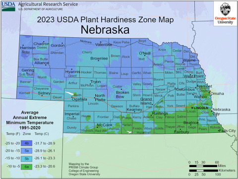 Hardiness zone map for 2023