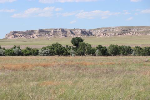 Pasture near rock formation in western Nebraska