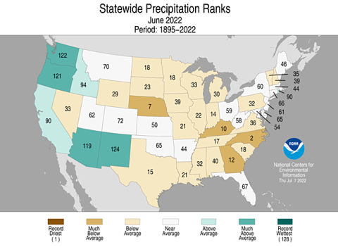 Precipitation rankings map