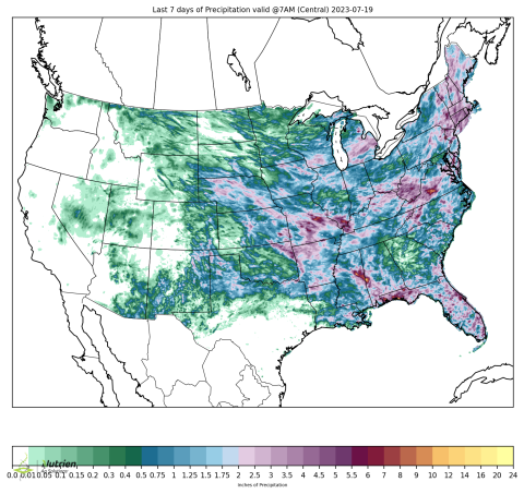 7 day precipitation departure from normal