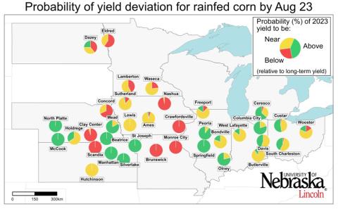 Predicted corn yield 2023 map