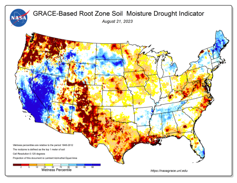 Soil moisture map of US