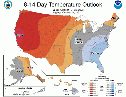 14 day temp outlook map