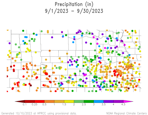 Monthly precipitation totals map