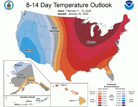 Temperature outlook map