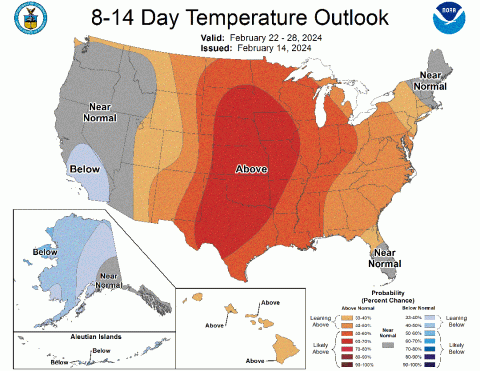 14-day temperature outlook map