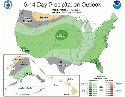 14-day precipitation outlook map