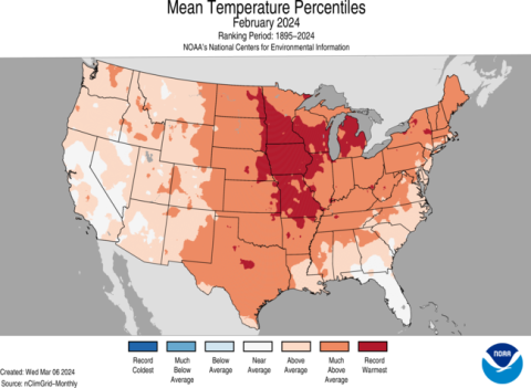 Temperature percentiles map