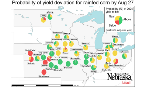 Rainfed corn yield forecast map