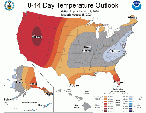 Temperature outlook map