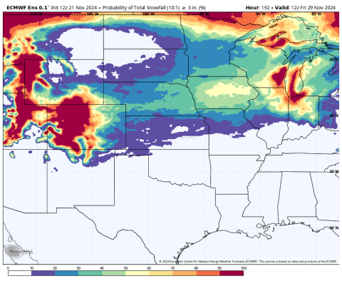 Chances of snow map